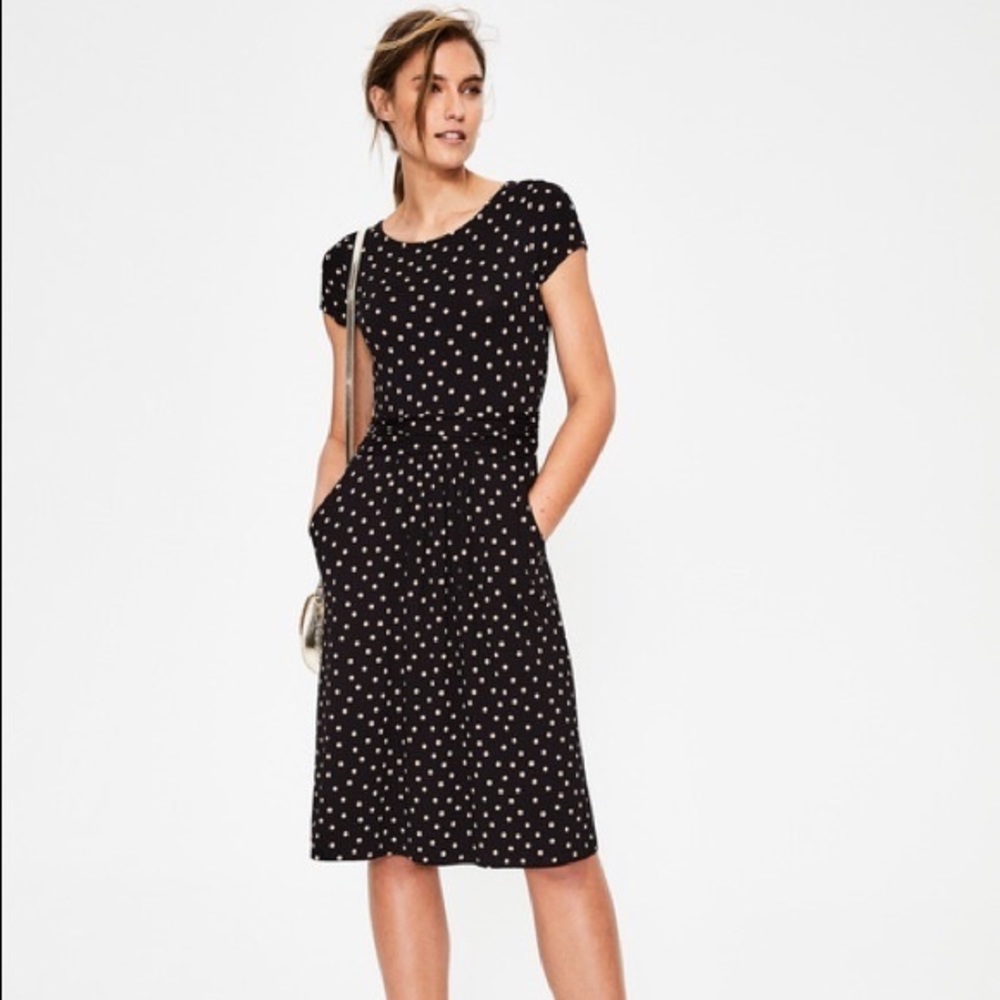 Boden Black Polka Dot Mini Dress